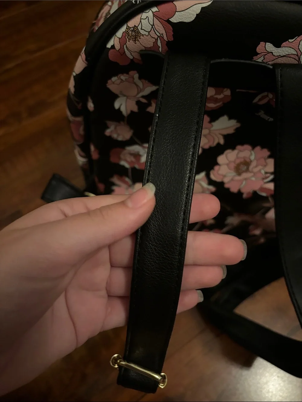 Juicy Couture Black Floral Mini Backpack with Pink Roses